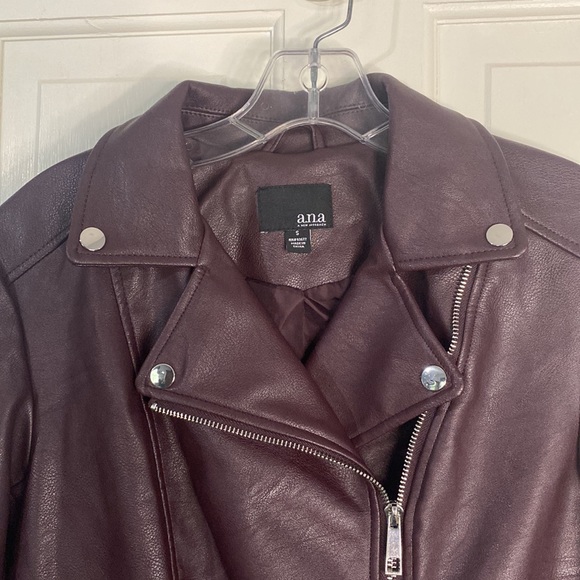 a.n.a. Faux Leather Burgundy Midnight Motorcycle Jacket - Picture 3 of 8